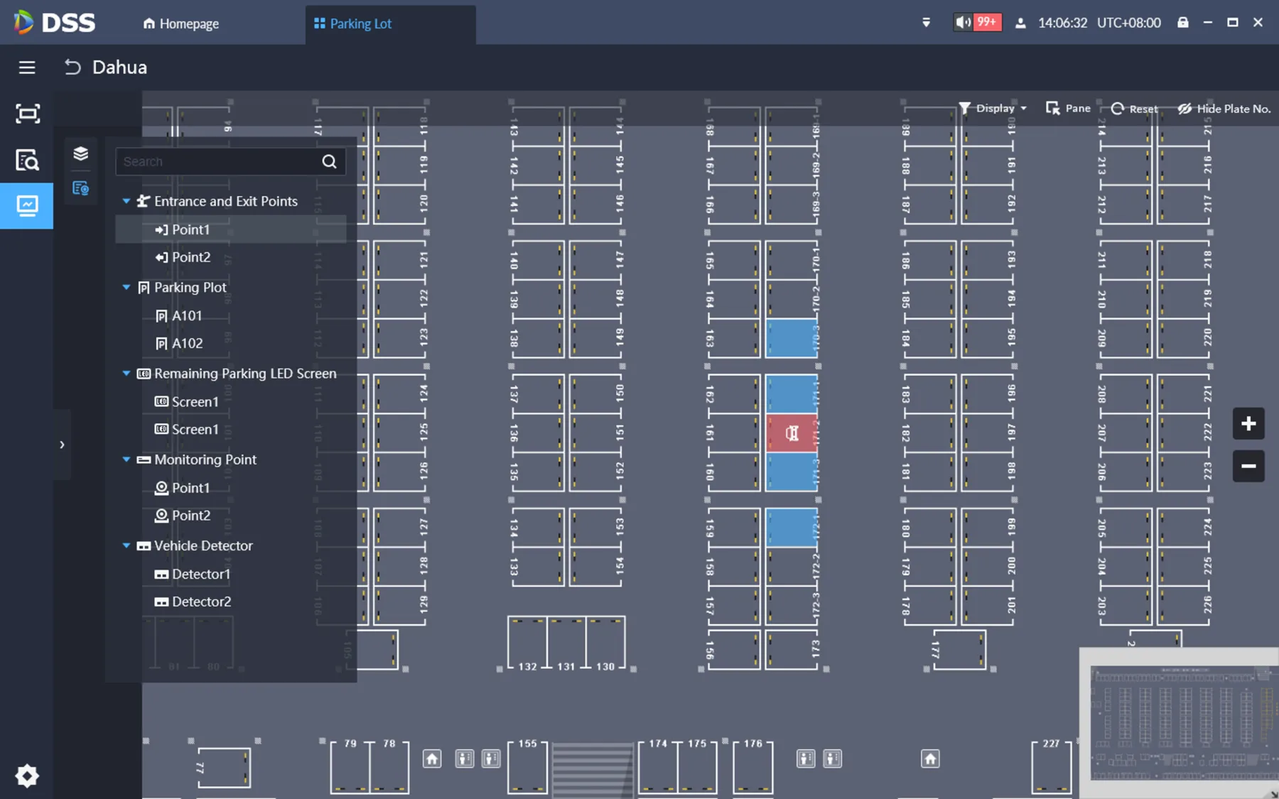 Painel do software de gestão DSS Pro